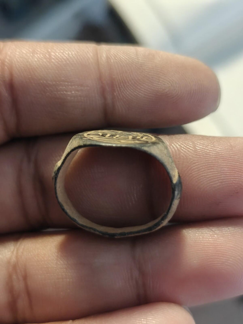 Ancient Egyptian Judaea Islamic Ring GENUINE Ornamented Collectible Dark Patina