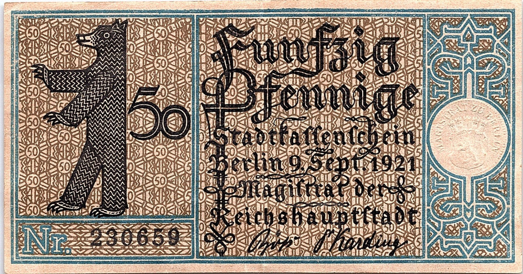 Notgeld Berlin (Germany) 50 Pfennig 1921 WWI