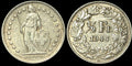 Pièce de 1/2 franc suisse en argent de 1944-B