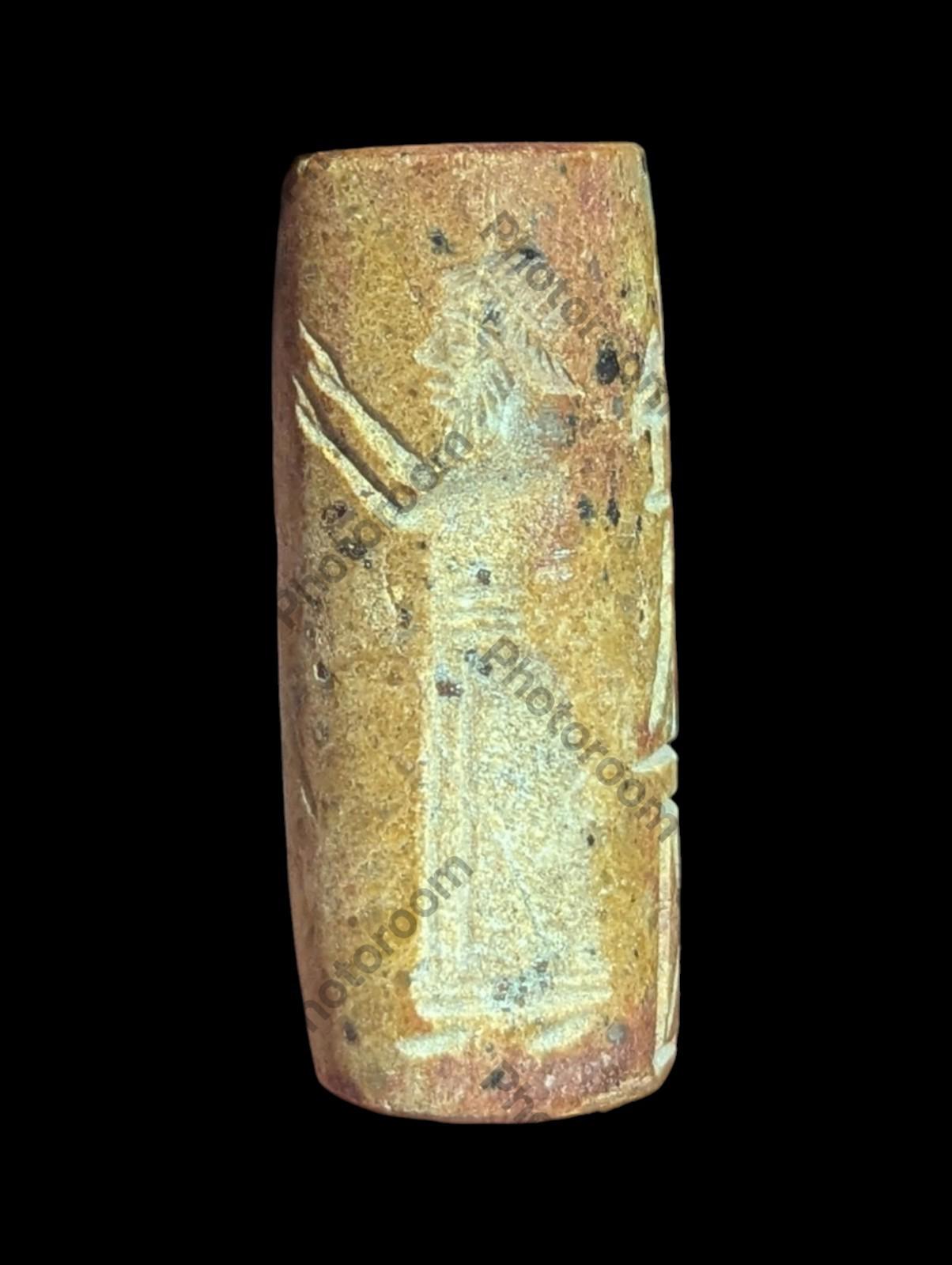 Agate Stone King Ancient Near Eastern  Cylinder Intaglio Bead