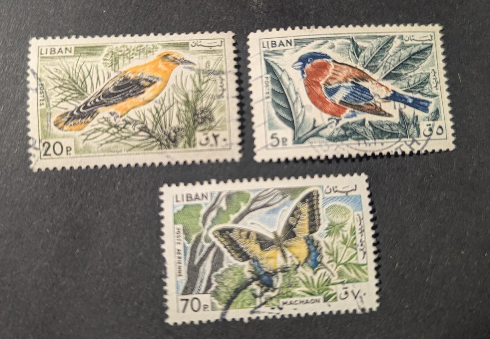 Middle East Leban, Postage Stamp, # VFU, 1965 Bird,  Butterfly