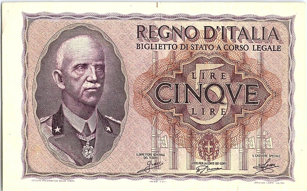ITALY Empire, 5 LIRE 1940 XVIII, Higher Grade
