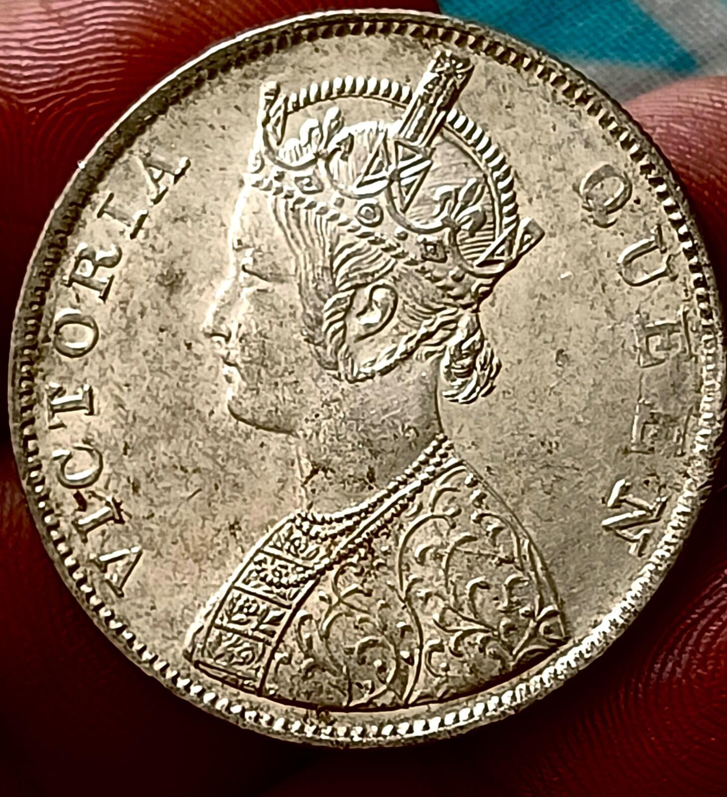 #Vo63#Victoria-British India Silver Rupee-1862-Ghost Error briliant UNC Grade