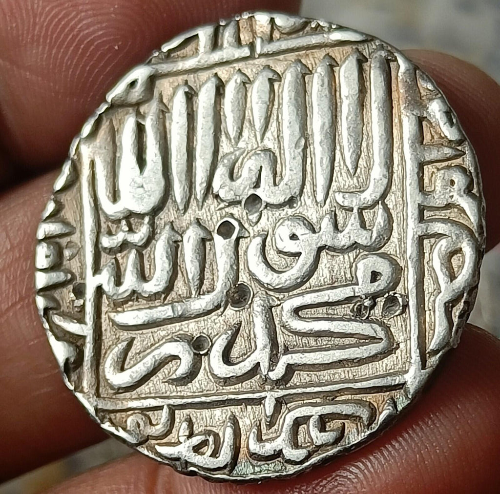 #V23# India Delhi sultanate silver Rupee Ruller ISLAM SHAH SURI 1550-1560AD Rare