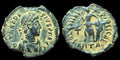 Ancienne monnaie romaine Théodose 384 ap. J.-C. Victoire couronne captif chi-rho