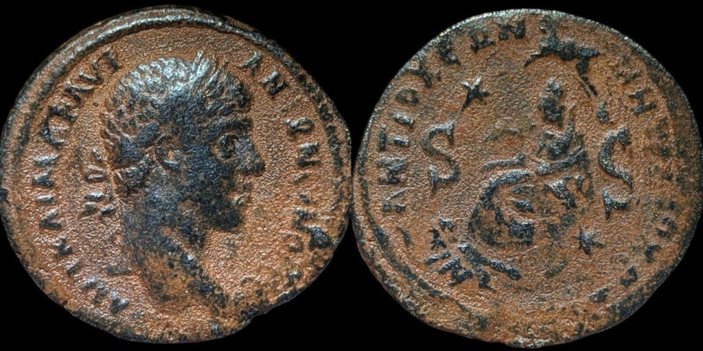 Tétradrachme de bronze d'Élagabal avec Tyche, Empire romain antique, 17 g