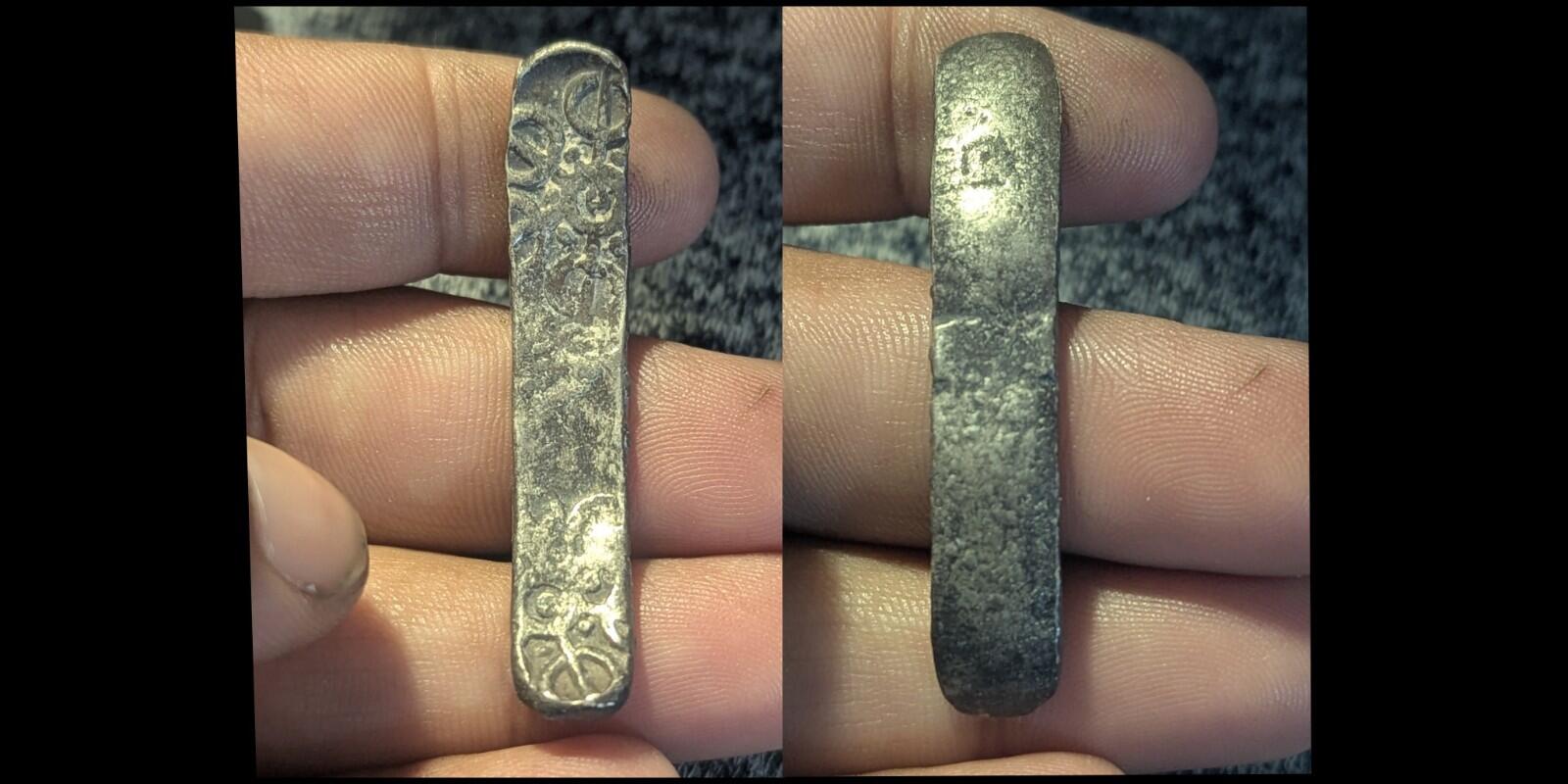 ⭐INDIA⭐. Ancient GANDHARA JANAPADA Authentic OLD 600 B.C Silver Coin Bent Bar