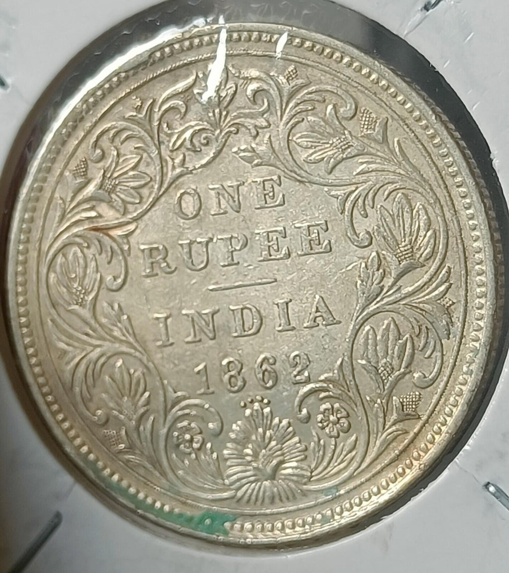 #VD2#Roupie indienne en argent Victoria (Empire britannique) 1862 Qualité supérieure 4 points sous la date