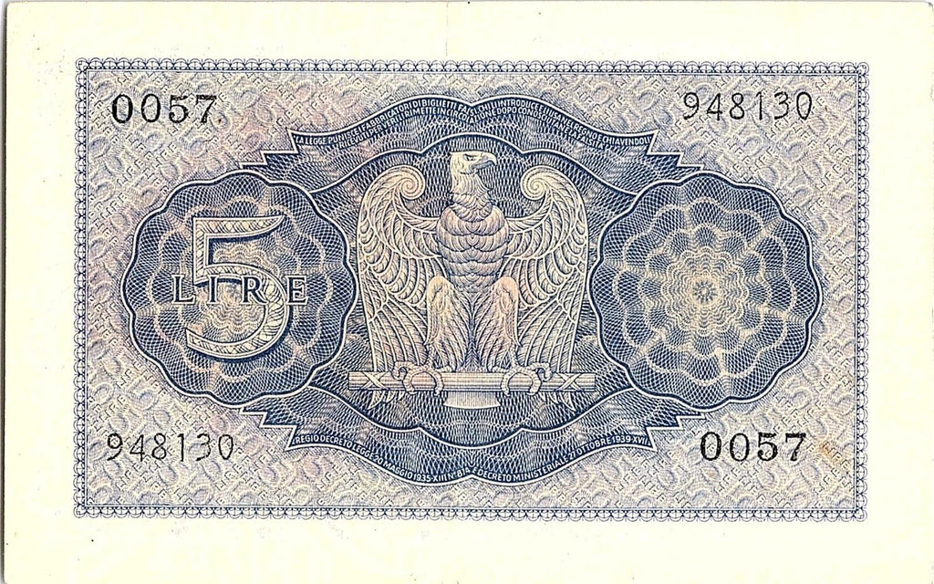 ITALY Empire, 5 LIRE 1940 XVIII, Higher Grade