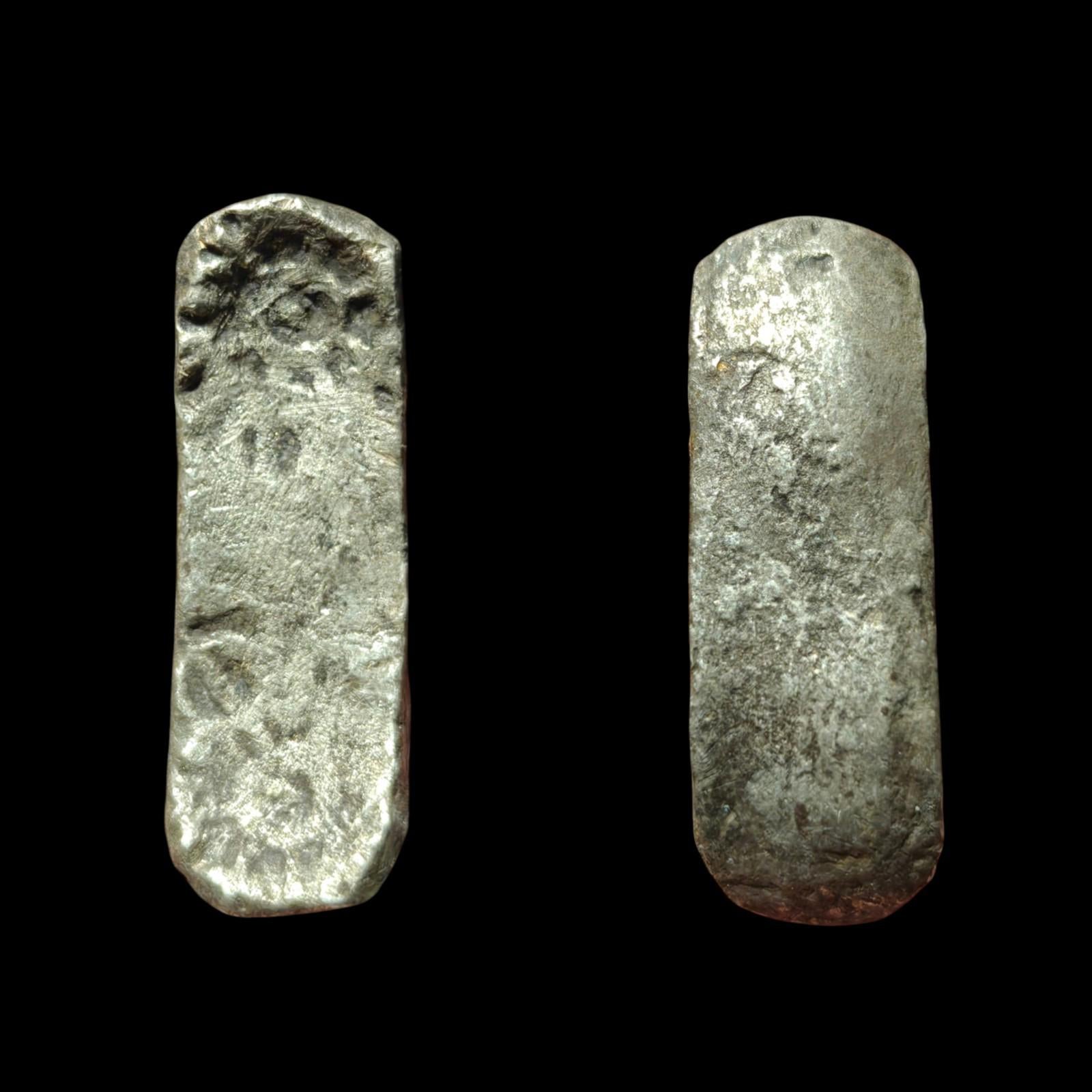 ⭐INDIA⭐. Ancient GANDHARA JANAPADA Authentic OLD 600 B.C Debased Coin Bent Bar.x