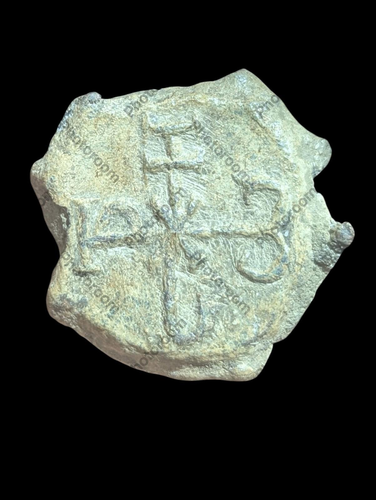 Rare Original ancient BYZANTINE LEAD SEAL SIGILLOGRAPHY Sceau en plom 7th AD