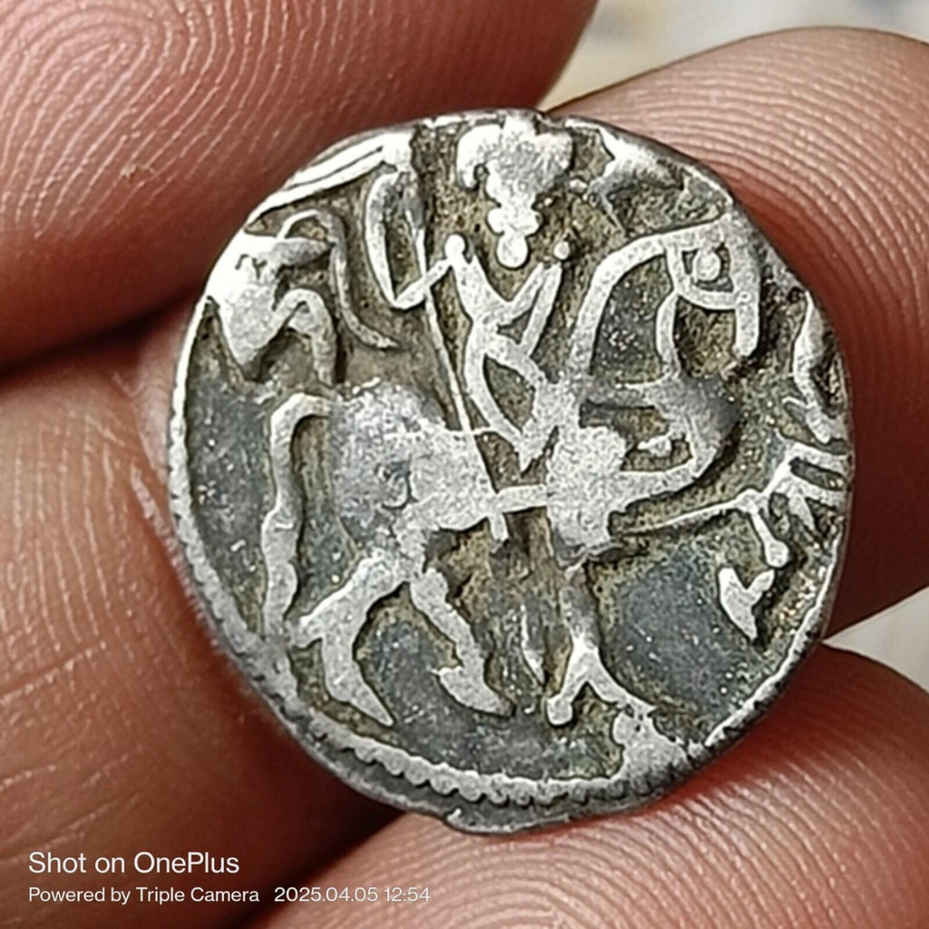 #N2#U7#Indian  Samanta Deva (850 AD) silver big flan coin. Superb grade Rare