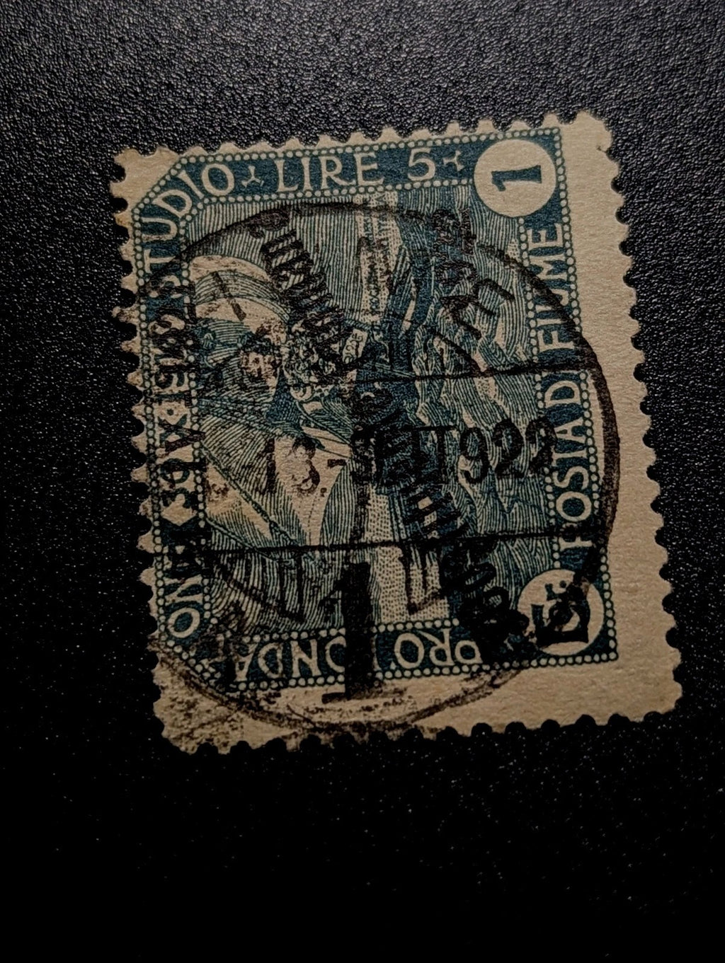Fiume, Scott 156, Venetian Galley, 1921 Half Inverted Cancel Rare