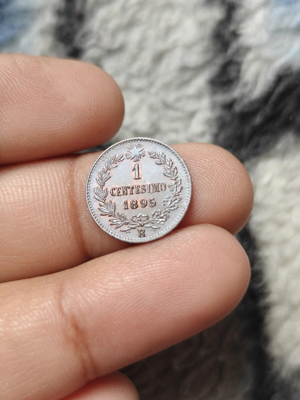 1895年1分意大利古董铜币 意大利翁贝托一世 未流通品