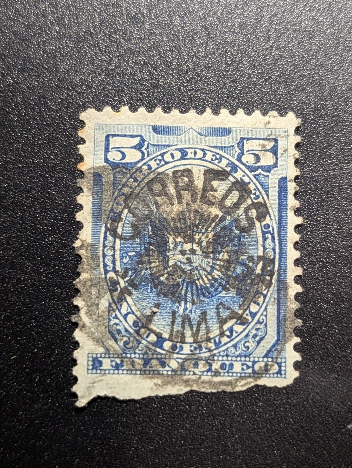 PERU Classic 5c Stamp "Correos Lima" Overprint LIMA Postmark   #567