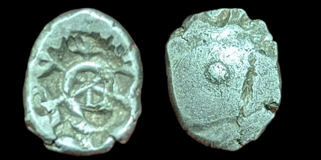 ⭐INDIA⭐ Ancient GANDHARA JANAPADA Authentic OLD 600 B.C. Silver Coin Bowl shape