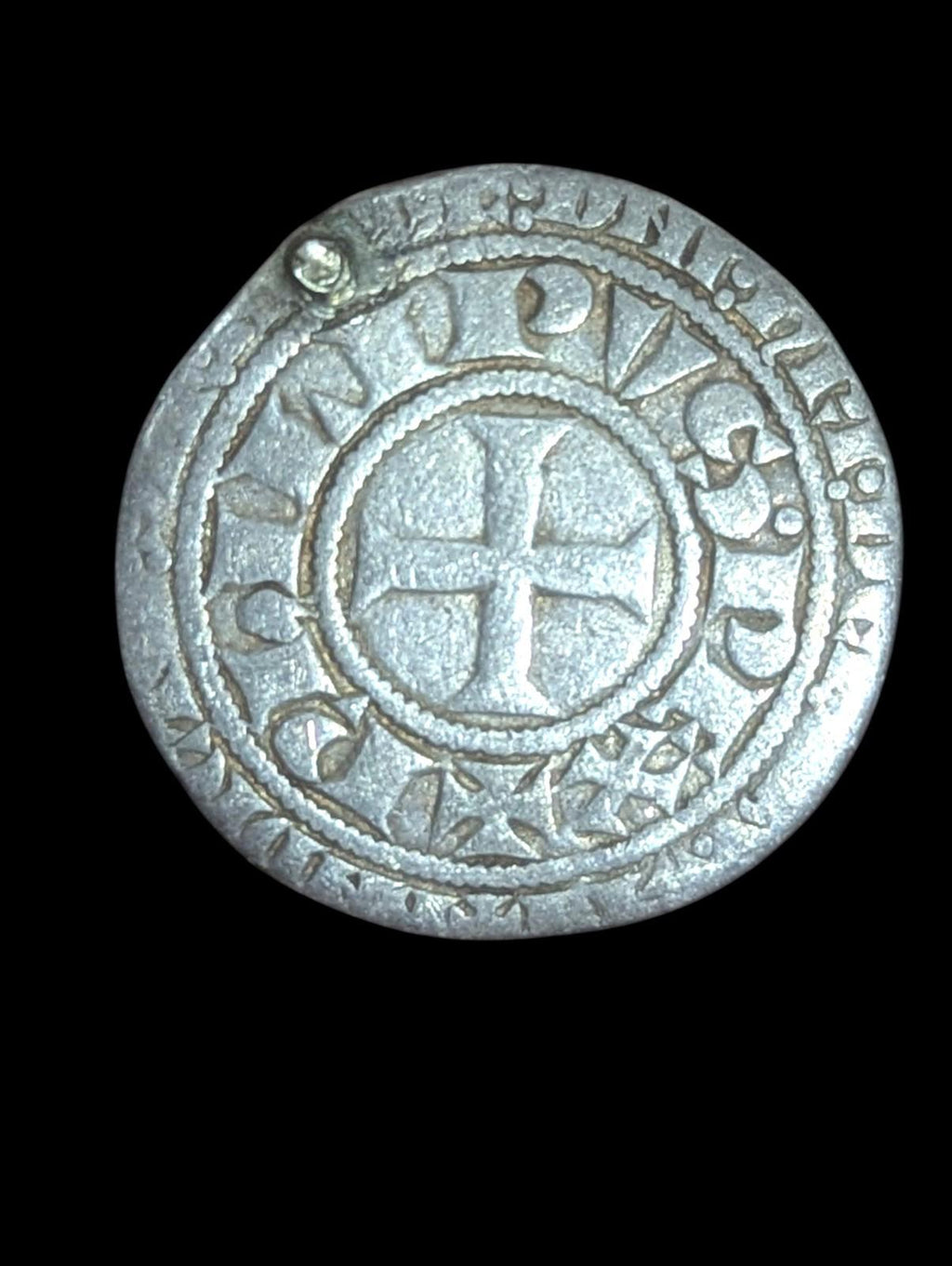 法国。腓力四世，1285-1314年在位。格罗斯图尔努瓦银币，长O稀有版别