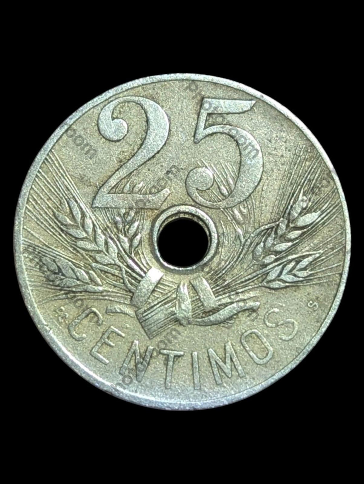 Pièce de monnaie espagnole de 25 centimes, Espagne, millésime 1927