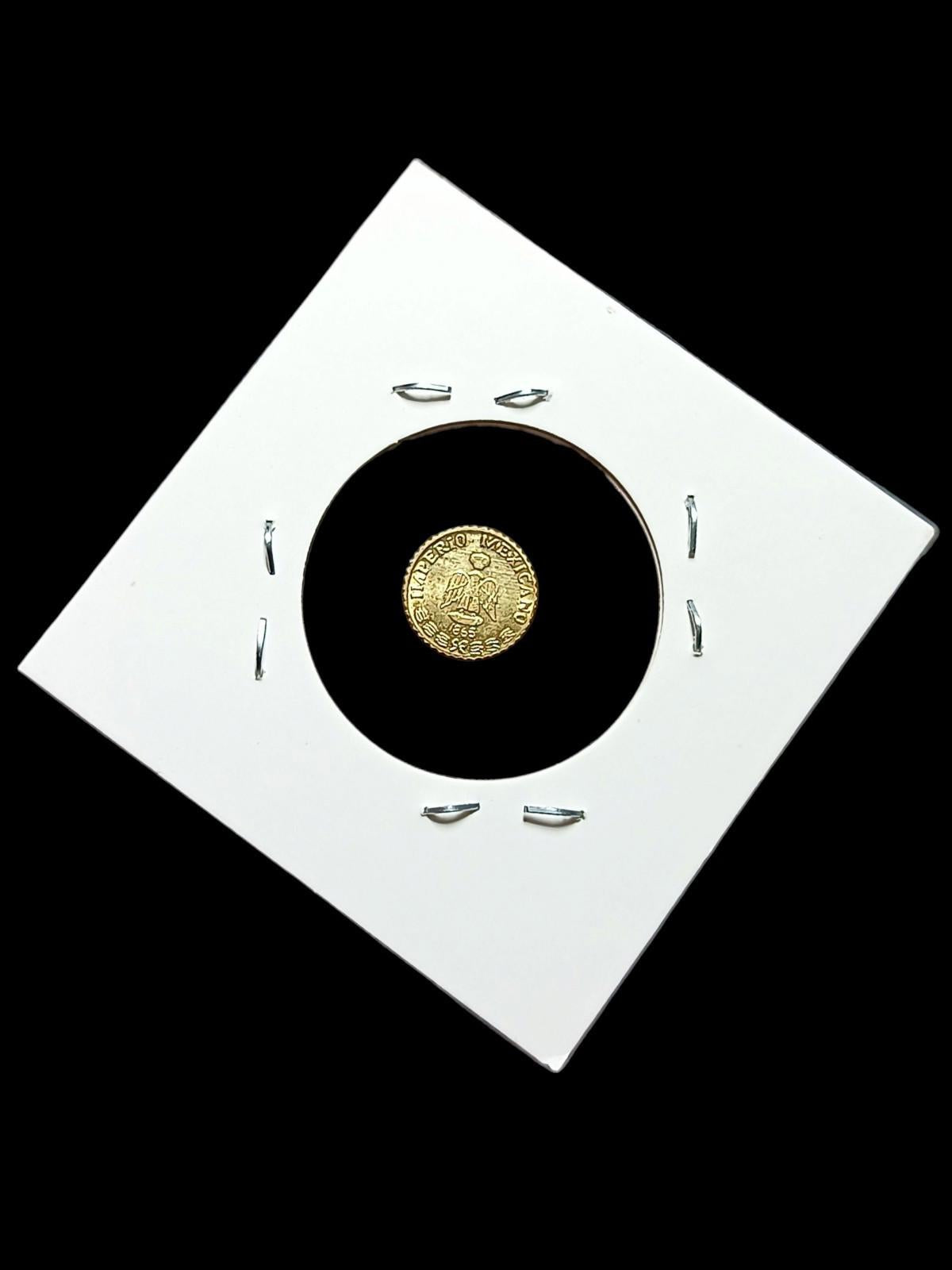 1865 Mexico Miniature GOLD Maximil .4 Gram Gold Coin BU Unc