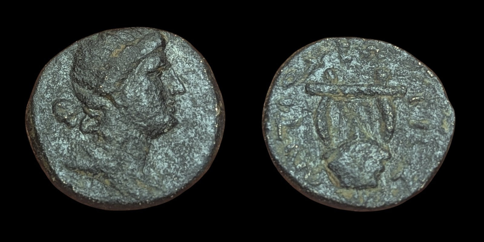 Roman AE16 Coin Antioch Bronze Pseudo Autonomous Lyre AD 62 63 Nero