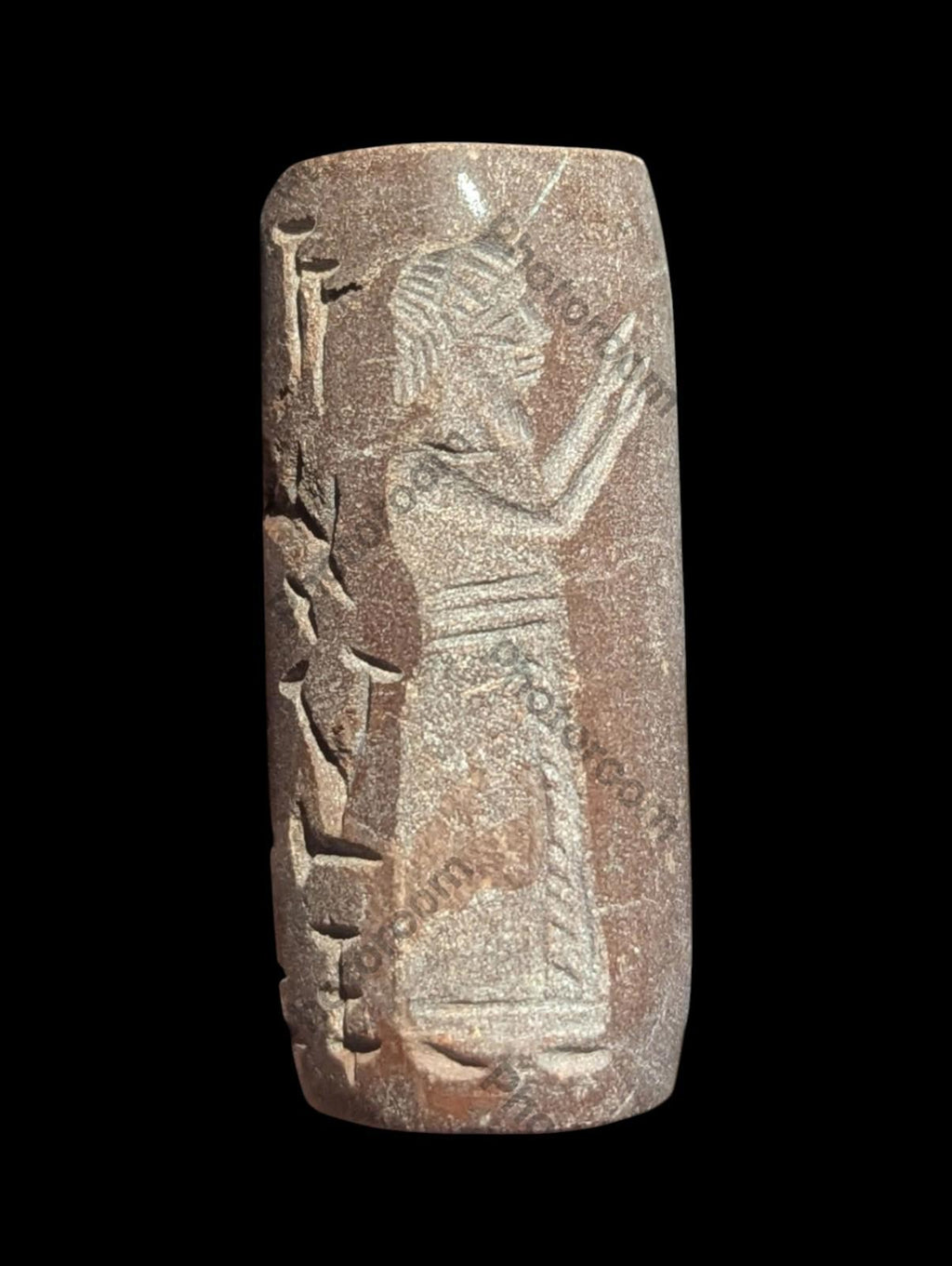 Agate Stone King Ancient Near Eastern  Cylinder Intaglio Bead