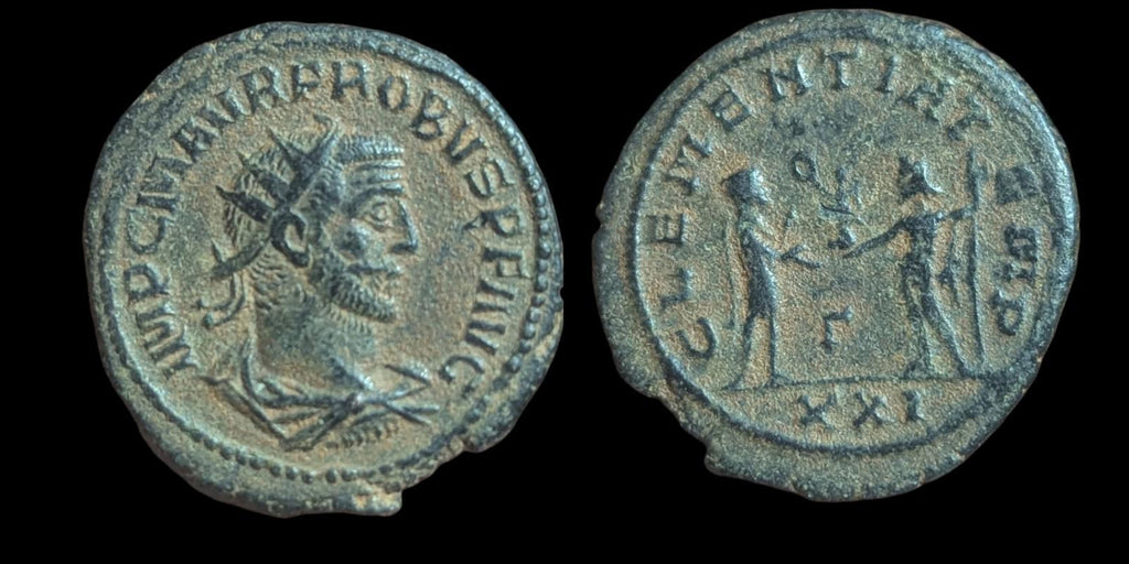 Antoninianus romain impérial Probus CLEMENTIA TEMP π XXI en bronze argenté, 4 g