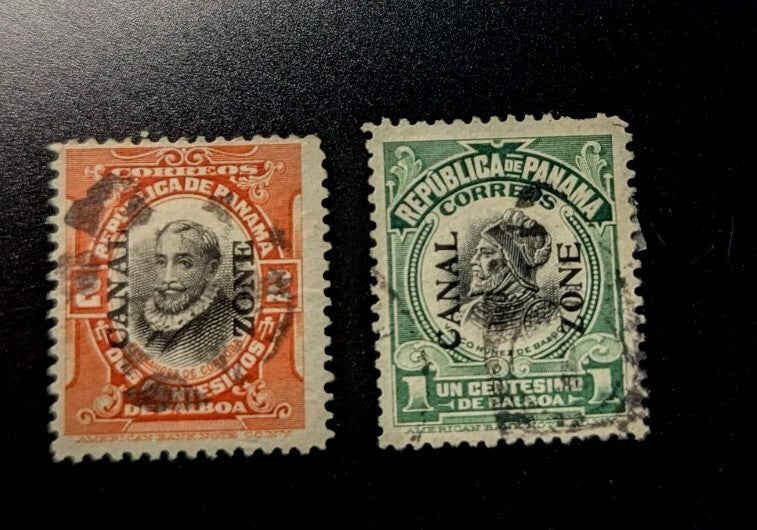 Canal Zone - 1909 - 2 Cents, 1cents Issue Type I Overprint #32, #31