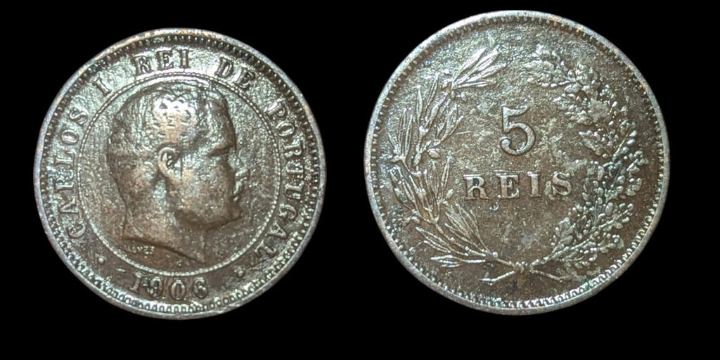 Portugal, 5 Reis, 1906, CARLOS I, KM# 530, Bronze Coin 🇵🇹