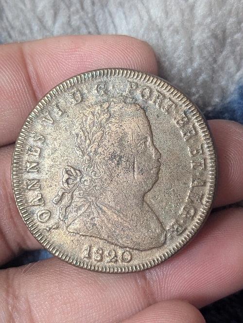 1820 Portugal 40 Reis Pataco Joannes/Joao VI Large Copper Coin