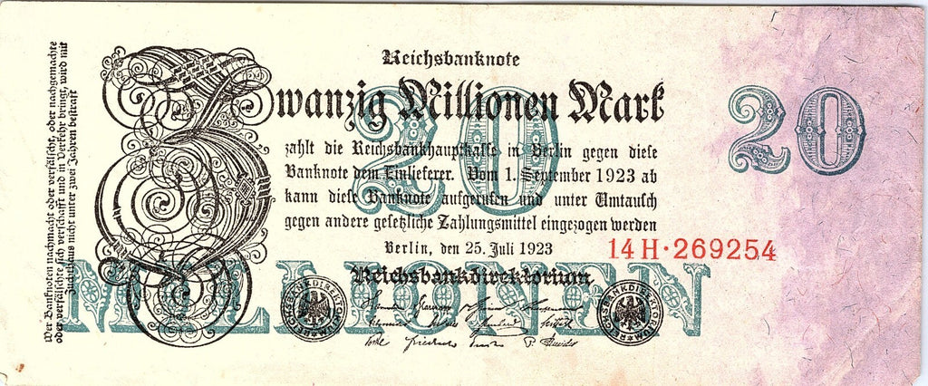 GERMANY 20 MILLION MARKS 1923 Better CONDITION