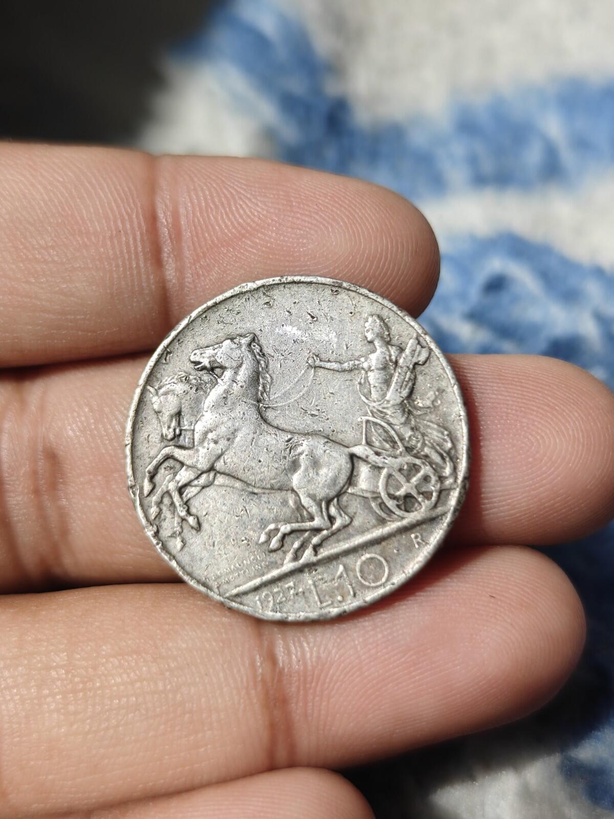 1927 Italy 10 Lire - Victor Emmanuel III 0.835 Silver Coin