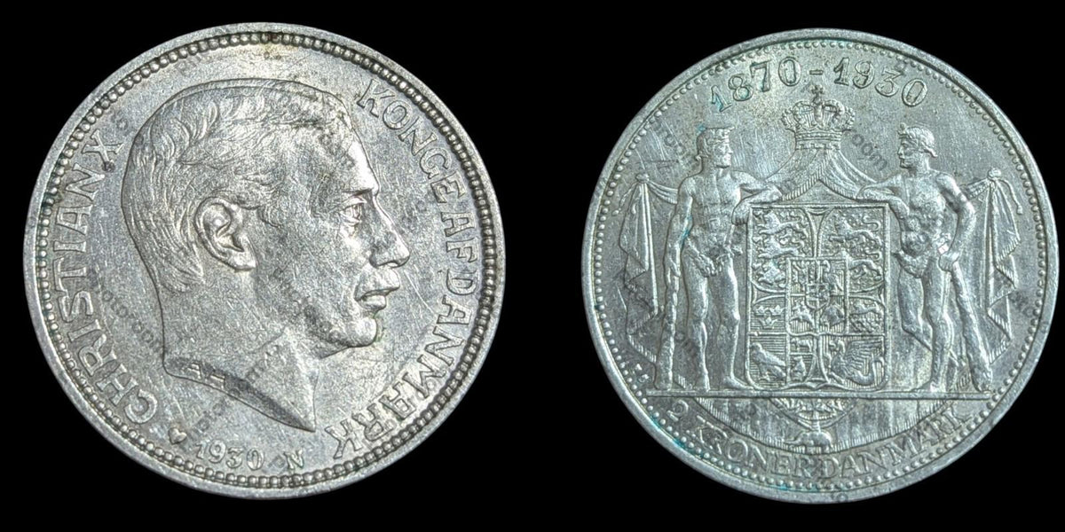 Pièce danoise 2 couronnes | Anniversaire du roi Christian X | Danemark | 1930