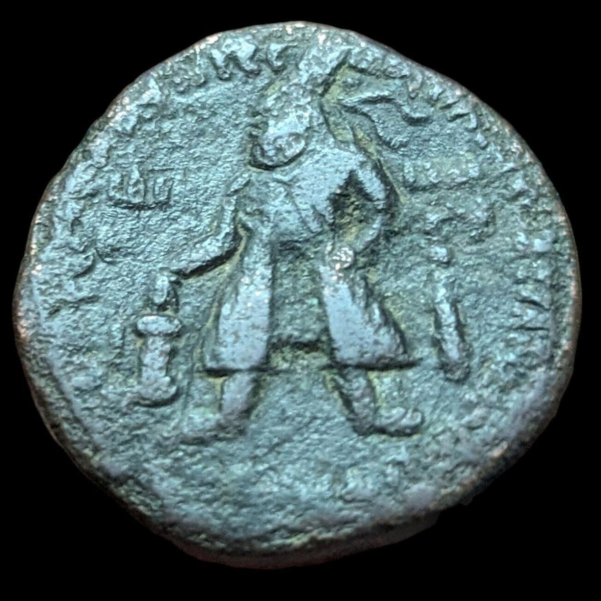 india kushan empire Vima Kadphises Ae Tetradrachm  Circa 100-127A.d. Siva/bull
