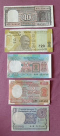 🇮🇳 India🇮🇳 Old different 20-10-5-2-1 Rupees 5 Notes-Uncirculated-Crispy