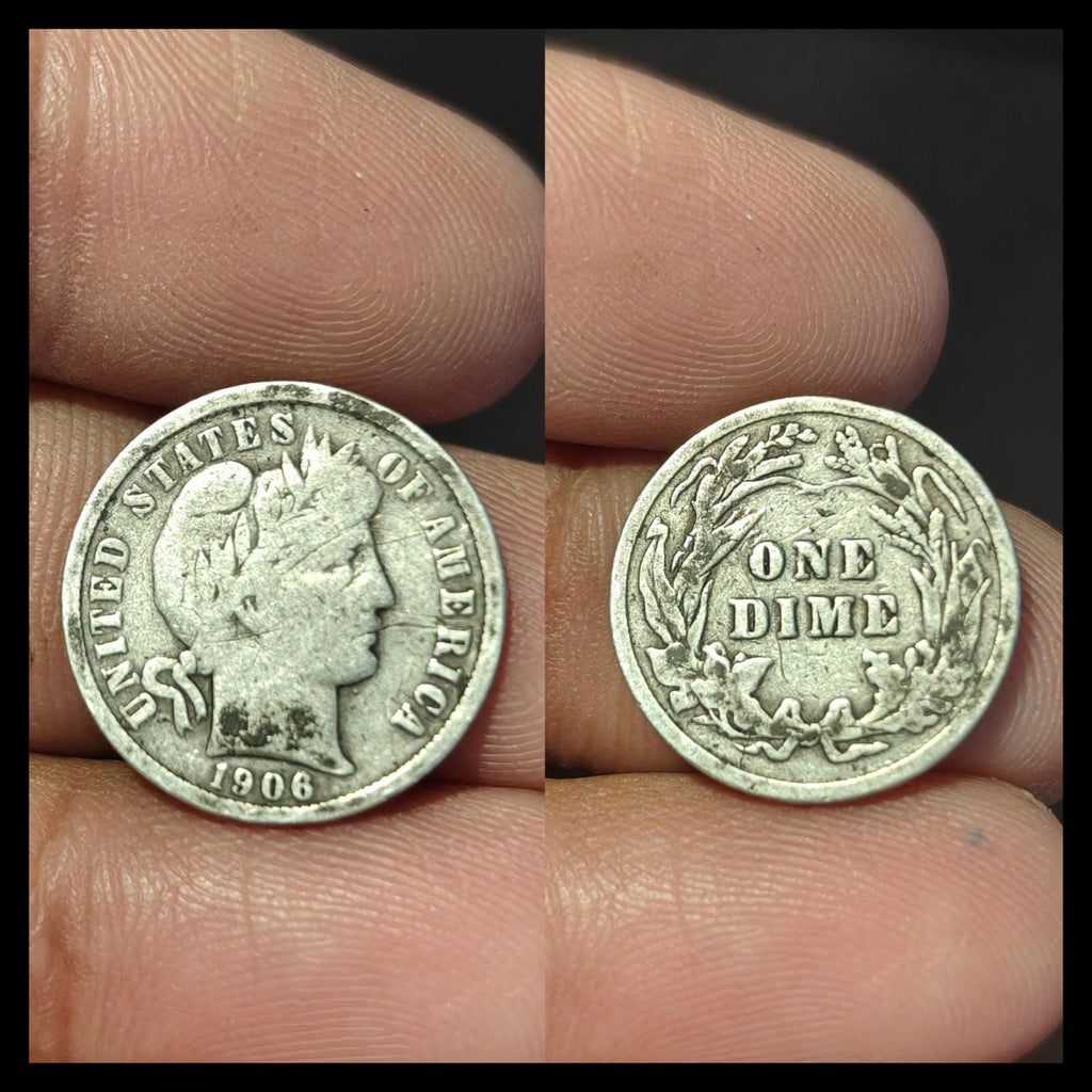 1906 Barber Dime pièce en argent à 90 % mieux qu'une pièce en circulation