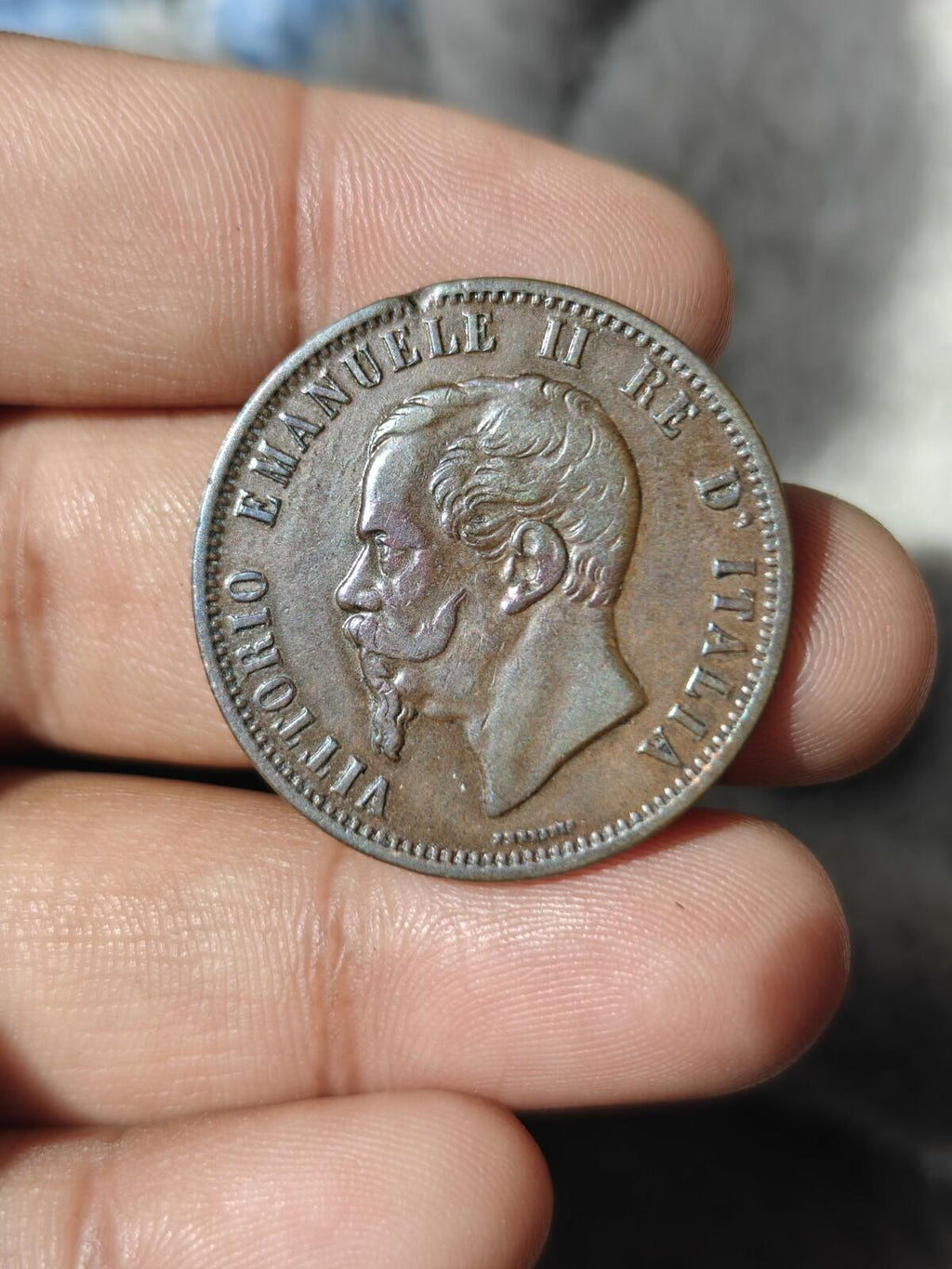 1866 M ITALY King Victor Emmanuel II Antique ITALIAN 10 Centesimi Coin