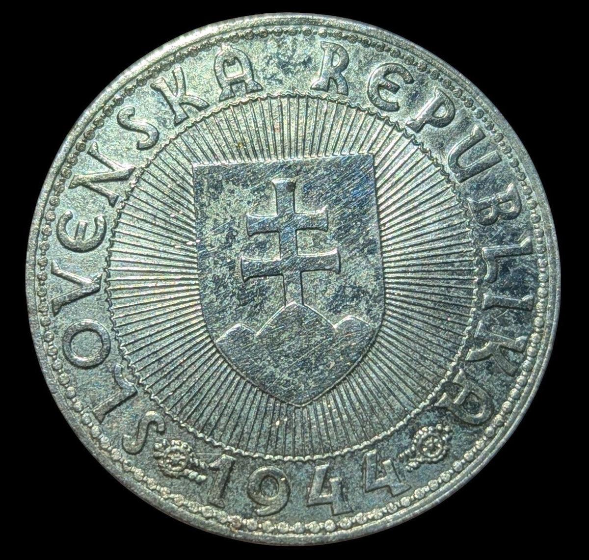 Slovakia 10 Korun, 1944, Prince Pribina, (with cross) Silver coin