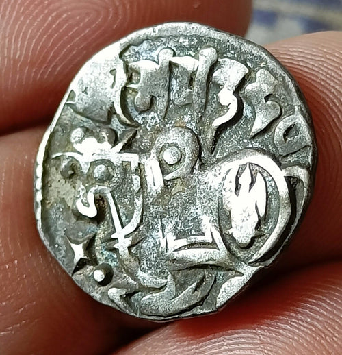 #X3#Indian OHINDA DYNASTY Samanta Deva HORSE & BULL SILVER coin BEAUTIFUL GRADE