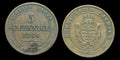 1864 B German States SAXONY ALBERTINE KING JOHANN I Old 5 Pfennig Coin