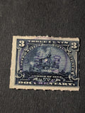 R165 - 1898 3c Battleship, Documentary Revenue Stamp, Dark Blue, Rouletted 5.5