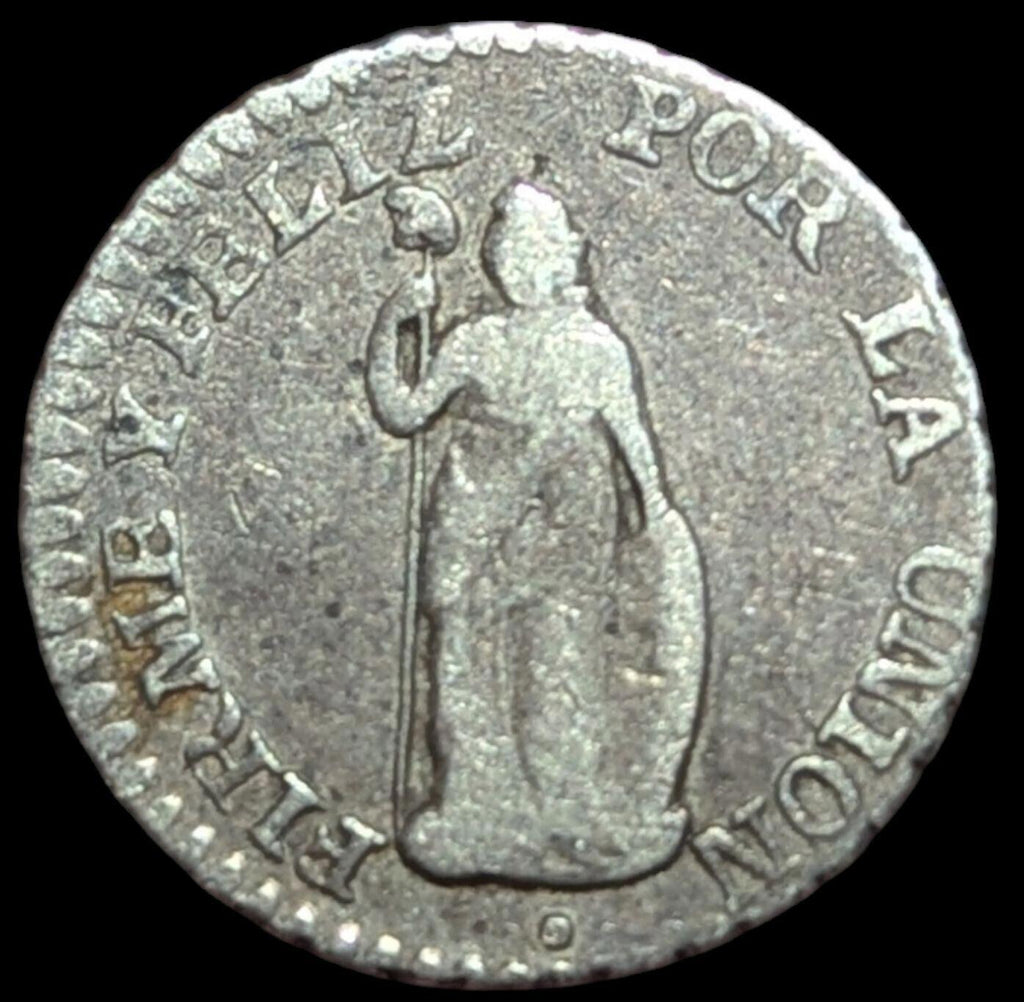 1/2 Real 1850 M.B Silver Peru Coin KM 144.7 Wow Grade