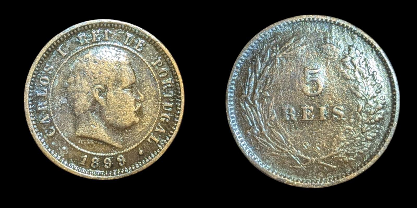 Portugal, 5 Reis, 1899, CARLOS I, KM# 530, Pièce en bronze 🇵🇹