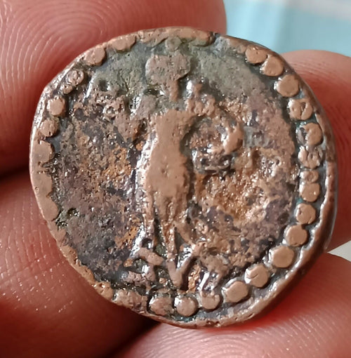 #X12# Punjab tribals Yodheya dynasty 400AD Bronge Ancient coin india very rare