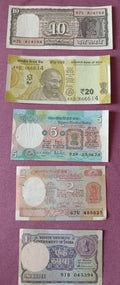 🇮🇳 India🇮🇳 Old different 20-10-5-2-1 Rupees 5 Notes-Uncirculated-Crispy