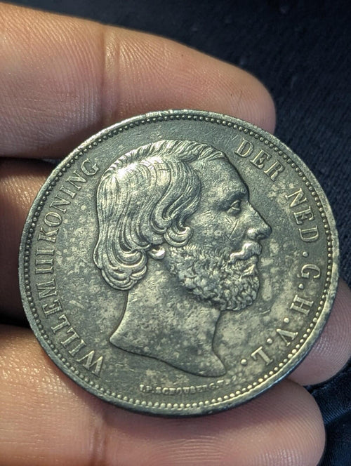 1874 Netherlands William III 2 1/2 Gulden .945 Fine Silver Coin KM# 82
