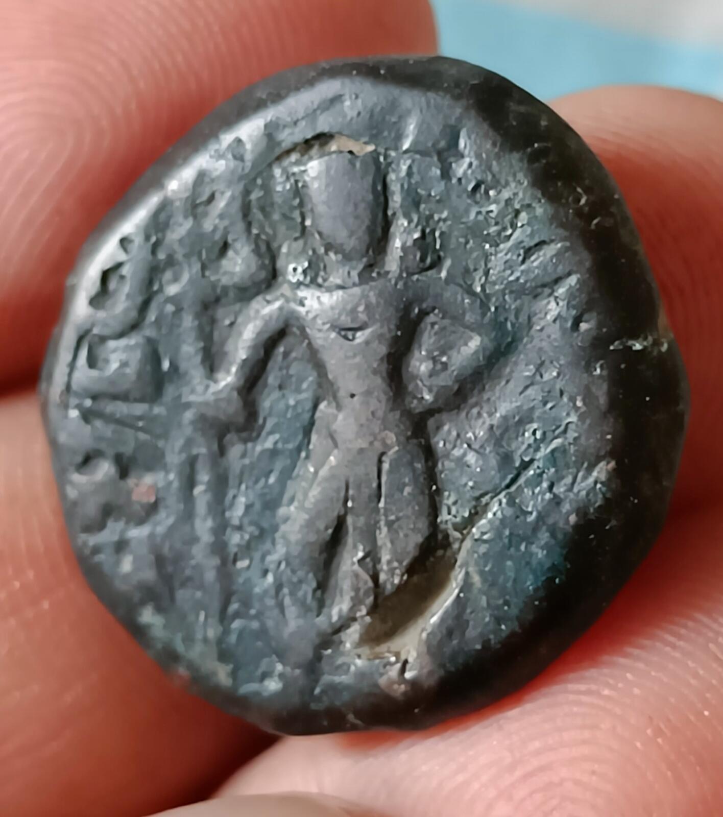 #X10# Punjab tribals Yodheya dynasty 400AD Bronge Ancient coin india very rare