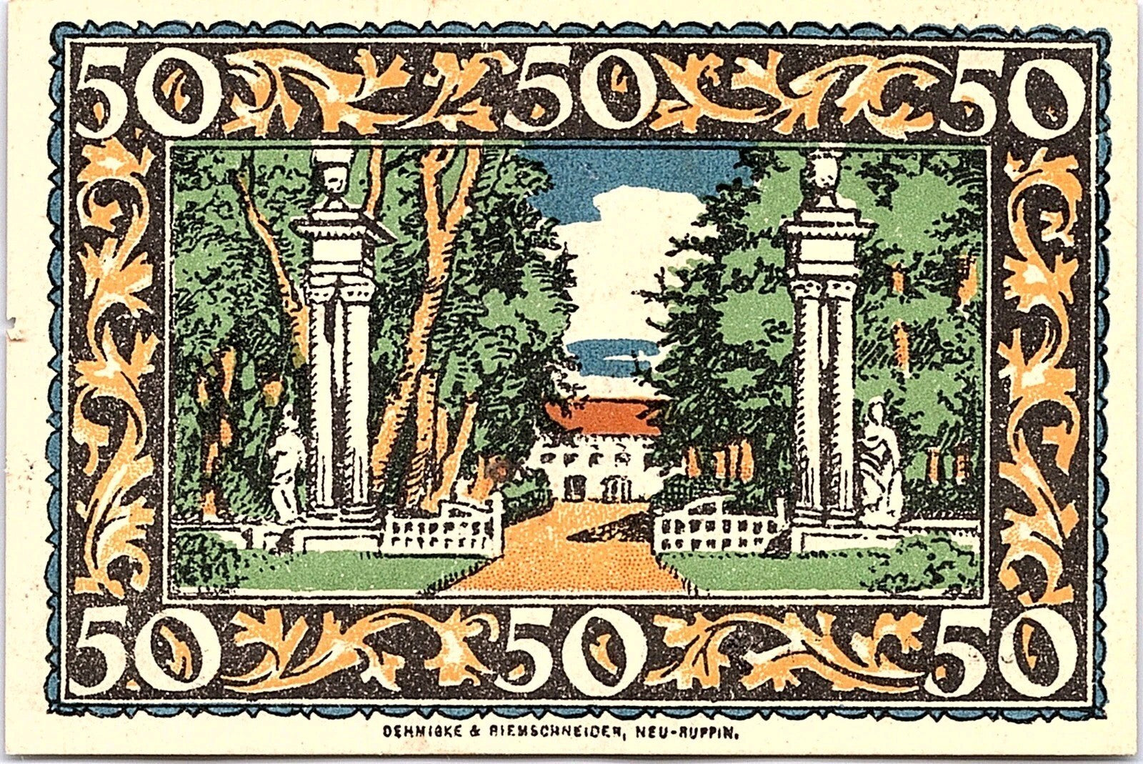 RHEINSBERG NOTGELD 50 PFENNIG 1921 EMERGENCY MONEY GERMANY BANKNOTE Post WWI