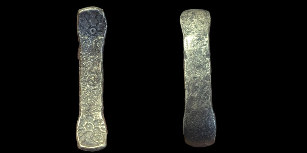 ⭐INDIA⭐. Ancient GANDHARA JANAPADA Authentic OLD 600 B.C Silver Coin Bent Bar