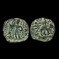 HUVISHKA Kushan Empire INDIA Ancient Authentic Greek Coin MAO ELEPHANT*