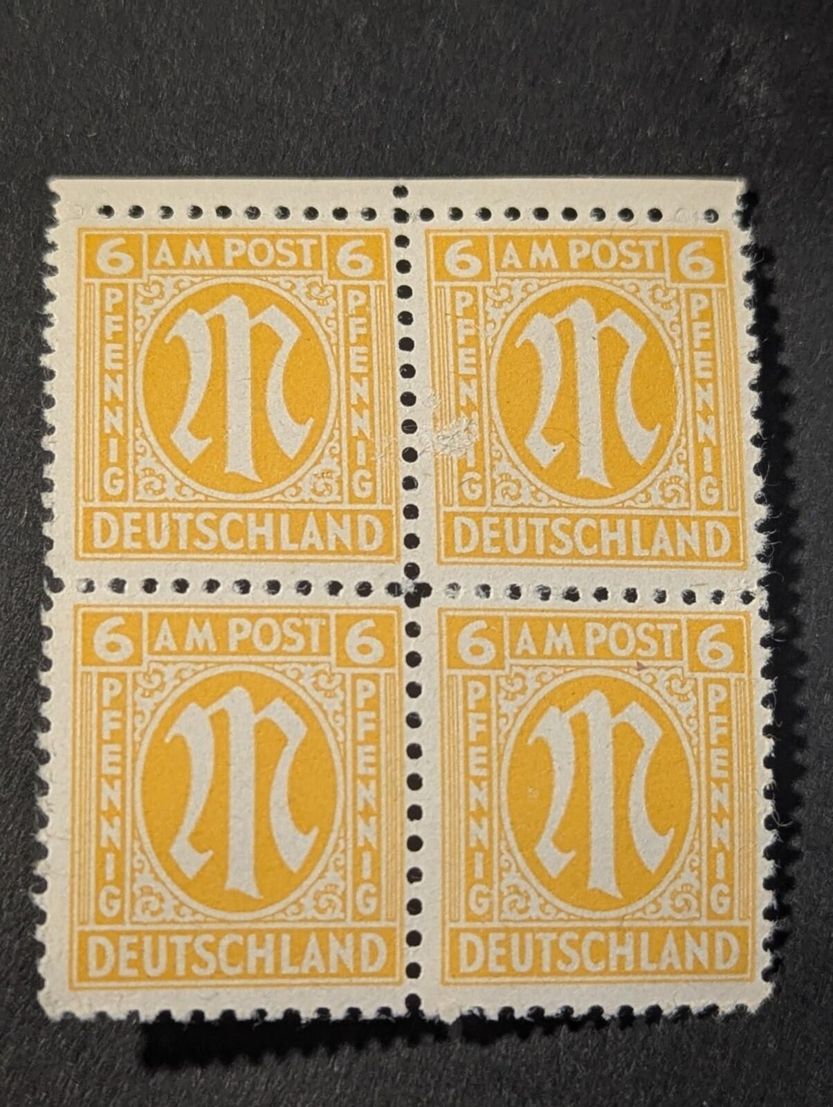 Stamps Germany Allied Bi-Zone Anglo-American 4x 6 Pfennig 1945 Mi. Nr. 20